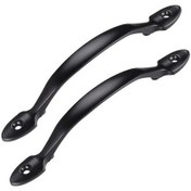 Resim Vidalı 2 Adet Siyah Kapı Kolu, Paslanmaz Çelik İç Kapı Kolu, Dolap Kapı Kolu, Kulübe Kolu, Garaj 