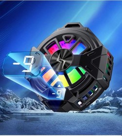 Resim Fan Soğutucu Rgb Led Işıklı Isı Derece Göstergeli Cep Telefon Soğutucu Radyatör 