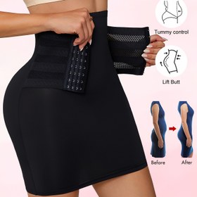 Resim Yüksek Bel Karın Kontrolü Şekillendirici Etek, Ayarlanabilir Bel Sıkıcı ile, Polyester %90 Elastane %10, Düz Renk Örgü Kumaş, Yüksek Destekli Şekillendirici Kalça Wrap Elbise Taban Katmanı, 190g/m² - Göğüs Dolgusu Yok 