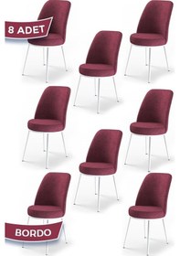 Resim Canisa Concept Dexa Serisi, Üst Kalite Yemek Odası Sandalyesi, Metal Beyaz Iskeletli, 8 Adet Bordo Bordo, Metal 