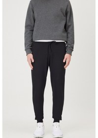 Resim Standart Fit Normal Kesim 2 İplik Cepli Rahat Recycle Pamuklu Jogger Eşofman Altı Siyah 