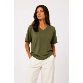 Resim Çamaşır Kenti V Yaka Basic Tişört Kısa Kol Yazlık Regular Fit Tshirt 