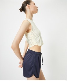 Resim Koton Spor Yarım Atlet Yanları Drape Detaylı Bisiklet Yaka Ekru Desenli 4sak30182nk 