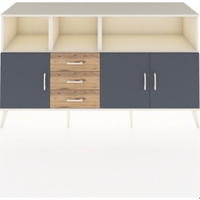 Resim Hyperion Konsol 5 Raflı 3 Çekmeceli 3 Kapaklı 176x44x99 Aytaşı-antrasit/çam Aytası/antrasıt - Aytası 