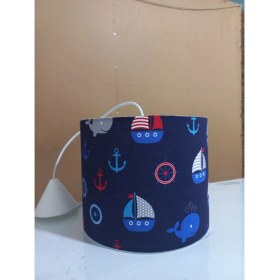 Resim Mavi Denizci 2.li Set Kumaş Kaplama Genç ve Çocuk Odası Avize ve Abajur Takımı 