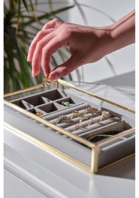 Resim Organizer Cam Takı Aksesuar Kutusu Pirinç & Gold 