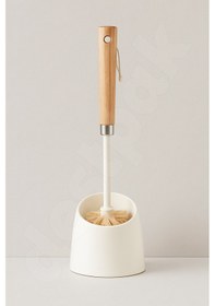 Resim Bambu Saplı Wc Fırçası - Bambu Klozet Fırçası - Hem Dekoratif Hem Kullanışlı - Sert Fırça Ahşap Sap Bej 