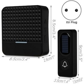 Resim Ulzyvf Zilleri Zili Zil Su Kapı Kapı Kablosuz Ip65 Güneş Geçirmez Fişi Enerjili -ab 300m Py 