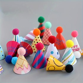 Resim 15 Adet Mini Kağıt Doğum Günü Şapkaları - Parti Süslemeleri, Tatlı Masası Aksesuarları & Kutlama Malzemeleri için DIY Pasta Süsleri, Kış, Yeni Yıl için Mükemmel 