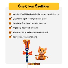 Resim PetzzCats DragonFly Matatabi ve Çıngırak Sesli Kedi Oltası Oyuncağı Mavi 42 Cm 