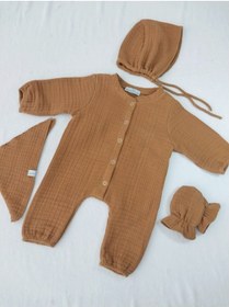 Resim lelikobaby 4 Katlı Müslin Tulum 4 Lü Set 