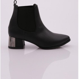 Resim Dgn Si-21k Kadin 22k Sivri Burun Chelsea Yan Lastik Detayli Gümüş Topuklu Bilek Bot Sİ-21K-1563-R1534 Siyah 