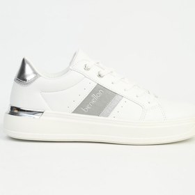 Resim Benetton Kadın Beyaz Gümüş Spor Ayakkabı İTHAL BNI-12074 