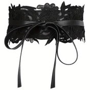 Resim Vintage Bohemian Style Bel Detaylı Kemer, PVC Bağcıklı Cincher, Günlük ve Spor İçin, Ortalama Boyut 
