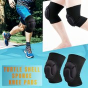 Resim 2 adet erkek ve kadın kalın sünger dizlikler, kaplumbağa kabuğu sünger kumaş dizlikler, spor, fitness, dans, dağcılık, koşu vb. için uygun (siyah) 