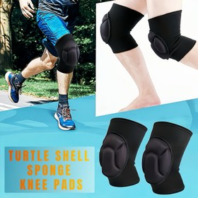 Resim 2 adet erkek ve kadın kalın sünger dizlikler, kaplumbağa kabuğu sünger kumaş dizlikler, spor, fitness, dans, dağcılık, koşu vb. için uygun (siyah) 