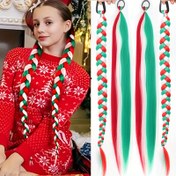 Resim 2 adet Bayramlık Ombre Jumbo Örgülü At Kuyruğu Uzantıları, 26 İnç Sentetik Yüksek Sıcaklık Lif Saç Elastik Bantlı Kadınlar & Kızlar İçin - Noel & Tatil Kutlamaları İçin İdeal, Saç Aksesuarları 