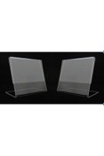 Resim KrcDisplay 1/3(10.5CMX21CM) Masaüstü L Tipi Yatay Pleksi Föylük Broşürlük Fiyatlık 