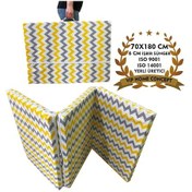 Resim Katlanır Kamp Yatağı Çadır Yatağı Sünger Yatak Fermuarlı 70x180 Cm 6 Cm-sarı Gri Zikzak 