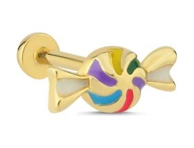 Resim Cherry By Özkonak Renkli Mineli Şeker Tragus Piercing Sarı 