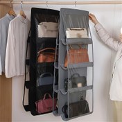 Resim 1 adet 6/8 Cepli Asılı Dolap Düzenleyici, Şeffaf Ön Panelli Çok Fonksiyonlu Gardırop Saklama Çantası, Polyester Kumaş, El Çantaları, Sırt Çantaları ve Daha Fazlası için Yer Tasarruflu Ev Askısı & Raf, Dolap Düzenleyicileri ve Depolama 