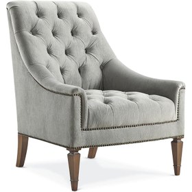 Resim Classic Elegance Tufted Grey Ahşap Berjer 