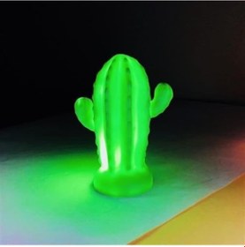 Resim Buffer Pilli Silikon Led Işıklı Sevimli Kaktüs Gece Lambası Aydınlatması Açık Kahverengi 