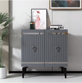Resim cantek dizayn 75 Cm Yumy Konsol-çok Amaçlı Dolap Antrasit-gümüş 