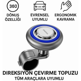 Resim Coofbe Direksiyon Simit Topuzu Direksiyon Çevirme Topuzu Tüm Araçlara Uyumlu Sağlam Tutuş Direksiyon Çevirme Topuzu 