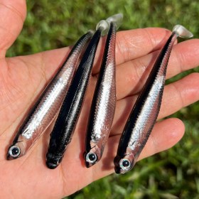 Resim 4 Adet Ördek Flapper T-Kuyruklu Yumuşak Balıkçılık Yemleri, Yansıtıcı Folyo Eki, El Boyaması 3D Gerçekçi Gözler, Gerçekçi Yüzme Hareketi, Yüksek Kaliteli Silikon Karışık Renkler Yem Seti 