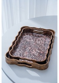 Resim Acar Leni Poliüretan Lüx 2 Li Aynalı Tepsi 45 Cm X 39 Cm Çok Renkli 