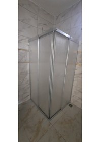 Resim Girayduşakabin 90x120 Parlak Profil Mika Köşe Girişli Kabin Gümüş 
