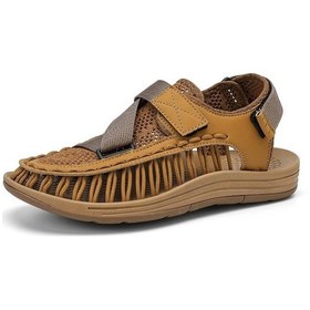 Resim Yaz Örme Erkek Sandalet Moda Nefes Rahat Kahverengi 