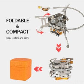 Resim Jokmae 3 Brülörlü Kamp Ocağı 5800w, Rüzgara Dayanıklı, Piezo Ateşlemeli Çok Renkli 