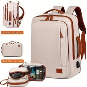 Resim Oldfriend Ogehuafee Genişletilebilir 15.6 Inç Laptop Sırt Çantası - Açık Gri Hafif Seyahat Çantası Diğer 