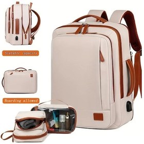 Resim Oldfriend Ogehuafee Genişletilebilir 15.6 Inç Laptop Sırt Çantası - Açık Gri Hafif Seyahat Çantası Diğer 