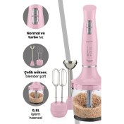 Resim Pembe 1000W Sessiz Hız Ayarlı Çok Fonksiyonlu Doğrayıcı ve Karıştırıcı Seti 