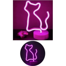 Resim Mobgift Kedi Tasarımlı Neon Gece Lambası Renkli 
