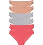 Resim 6 Adet Süper Eko Set Likralı Kadın Slip Külot Ten Gri Fuşya Çok Renkli 