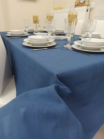 Resim Keten Görünümlü Dertsiz Masa Örtüsü Indigo Mavi 