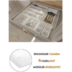 Resim 9 Parça Modüler Kaşıklık Seti - Ayarlanabilir Mutfak Çekmece İçi Düzenleyici Organizer Şeffaf 