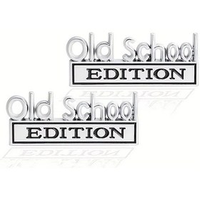 Resim Meridiangoods 2 Adet Evrensel Metal Oldschool Otomotif Rozeti Silvery Black Her Araca Uygun 