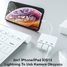 Resim Ally 3in1 Iphone-ipad Ios13 Lightning To Usb Kamera Okuyucu 