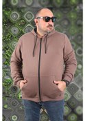 Resim Mocgrande Büyük Beden Unisex Kapüşonlu 3Ip Sweat 11701 Taba 