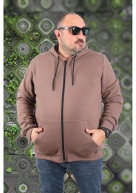 Resim Mocgrande Büyük Beden Unisex Kapüşonlu 3Ip Sweat 11701 Taba 