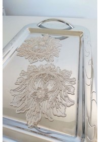 Resim 6 Adet Krem & Gold Fransız Tarzı Modern Simli Bardak Altlığı & Ko 