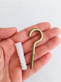 Resim Asenya Açık Piton Kanca Vida Ve Dübel 10 Adet Piton Vida Avize Kancası Ve Dübel 