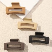 Resim 4'lü Set Minimalist Düz Renk Kare Saç Pençesi - Mat Bitiş, Orta Boy Günlük Kullanım & Duş Stili İçin 