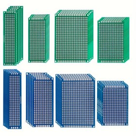 Resim 20 adet Aokin DIY PCB Prototip Kiti - 4 Boyutta Baskılı Devre Kartları, Yeşil & Mavi, Kolay Lehimleme için Önceden Delinmiş Deliklerle - Elektronik Projeler için İdeal 
