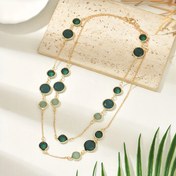 Resim Kadınlar için şık altın tonu alaşımlı ve imitasyon yeşili ile vintage boho tarzında uzun boyunluk - Günlük giyim, yıldönümleri ve anneler günü hediyeleri için mükemmel, Bohem boyunluk 